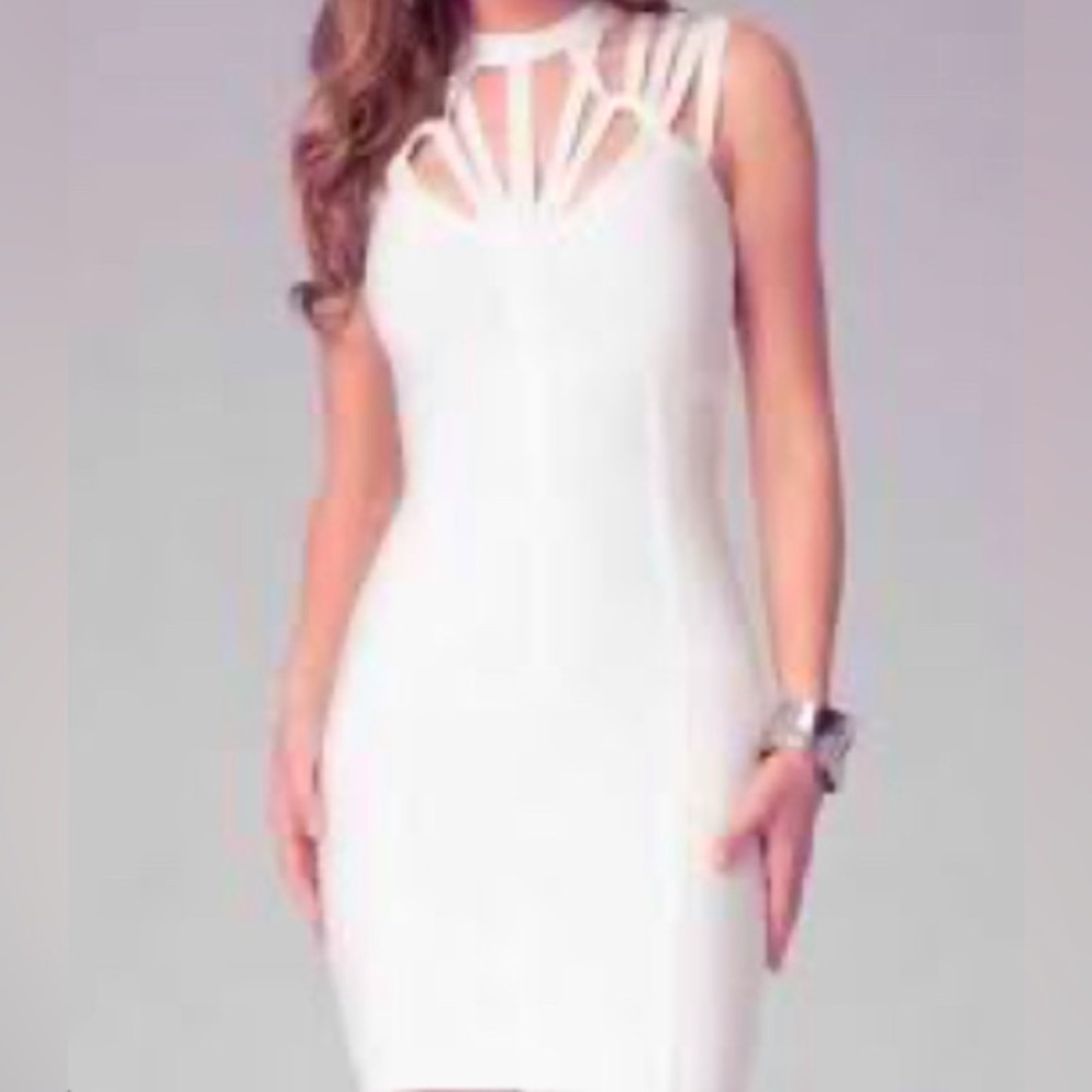 NWOT bebe White Midi Bandage Dress Small